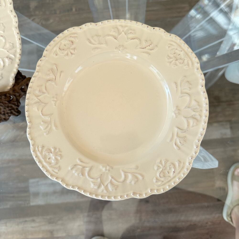 Salad Plates Better Homes and Gardens Medallion Wreath Cream Mist Set of 2